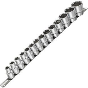 Набір шестигранних торцевих головок 1/2&Prime; (на планці) CrV (10-32 мм) 14 ел. Vorfal V08416 V08416 фото