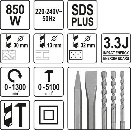 Перфоратор сетевой SDS-PLUS YATO YT-82122 YT-82122 фото