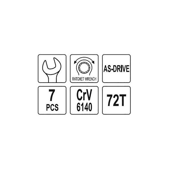 Набір ключів комбінованих з тріскачкою 10-19 мм 7 шт. YATO YT-0208 YT-0208 фото