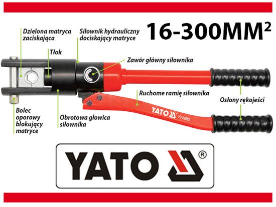 Клещи ручные гидравлические для обжима проводов Ø= 16-300 мм YATO YT-22862 YT-22862 фото