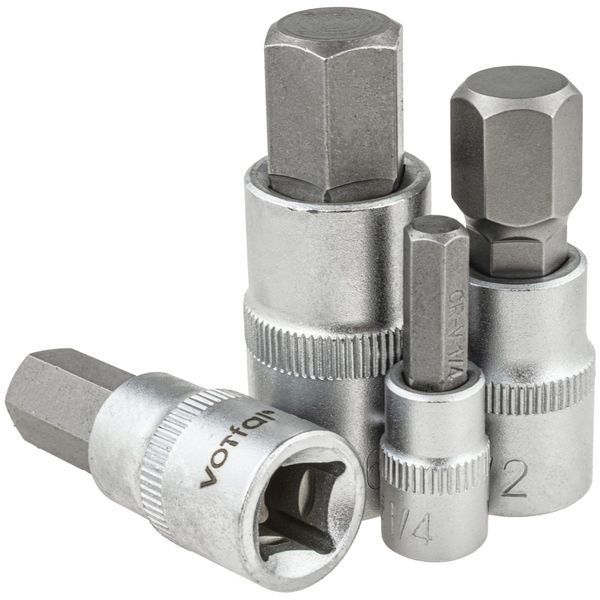 Набір дюймових біт HEX SAE 1/4&Prime;/3/8&Prime;/1/2&Prime; впресованих у головку 13 ел. Vorfal V08406 V08406 фото