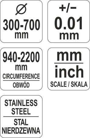 Циркометр для измерения длины окружности и диаметра YATO YT-71701 YT-71701 фото