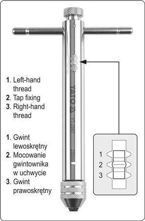 Вороток для мітчиків з тріскачкою M3-M10 250 мм Yato YT-2997 YT-2997 фото