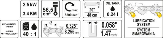 Ланцюгова бензопила YATO YT-84910 YT-84910 фото