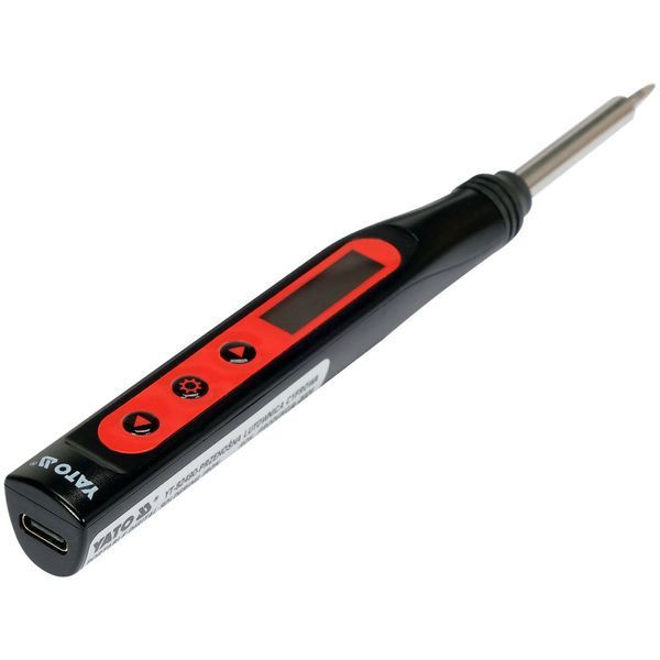 Паяльник портативный с питанием от сети через USB-C порт (9-24В) 18-65Вт (t=90-480&deg;С) жало T12 Yato YT-82490 YT-82490 фото