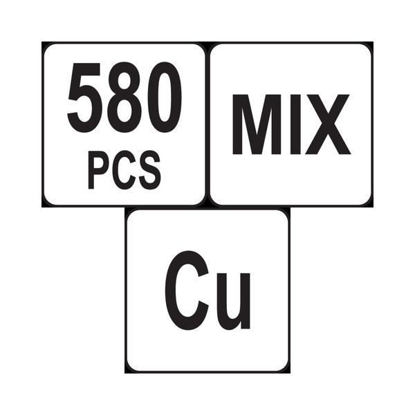 Шайби мідні різного розміру &Oslash;= 4/8 &ndash; 30/36 мм 580 шт. Yato YT-068711 YT-068711 фото