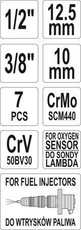 Набір насадок для лямбда-зонда і форсунок 7 предметів YATO YT-1751 YT-1751 фото