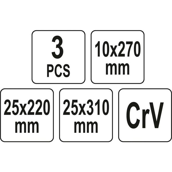 Набір сталевих скребків (25 x 220 мм/10 x 270 мм/25 x 310 мм) Cr-V 3 шт. Yato YT-08474 YT-08474 фото