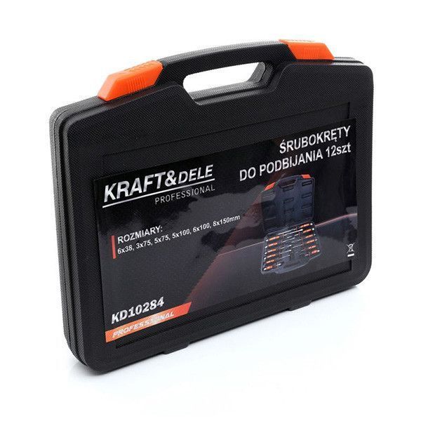 Набор ударных отверток CrV (Phillips+Slotted) 12 шт. в кейсе Kraft & Dele KD10284 KD10284 фото