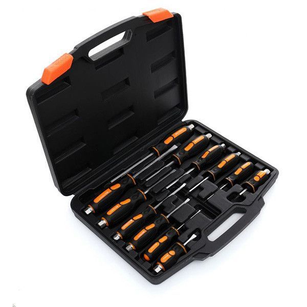 Набор ударных отверток CrV (Phillips+Slotted) 12 шт. в кейсе Kraft & Dele KD10284 KD10284 фото