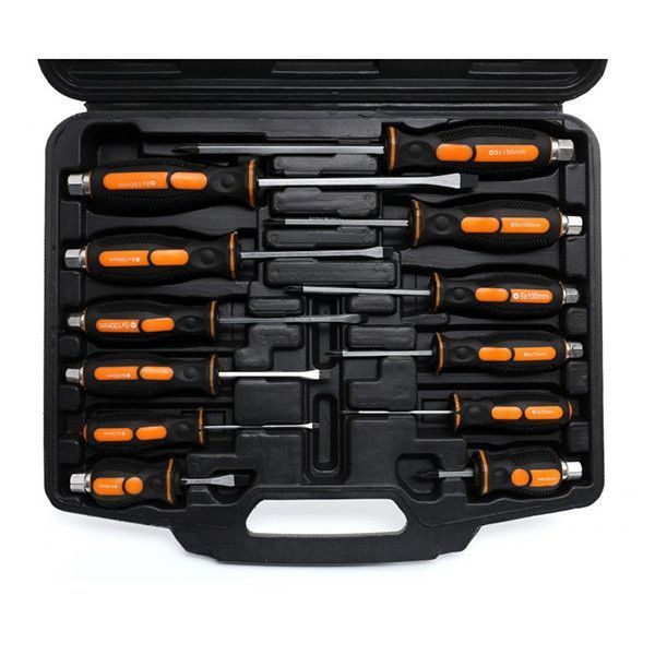 Набор ударных отверток CrV (Phillips+Slotted) 12 шт. в кейсе Kraft & Dele KD10284 KD10284 фото