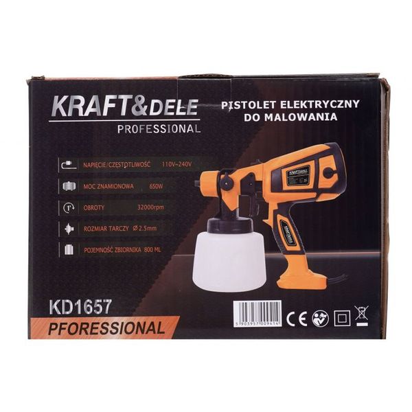 Краскораспылитель HVLP сетевой 650 Вт (0.8 л) Kraft & Dele KD1657 KD1657 фото