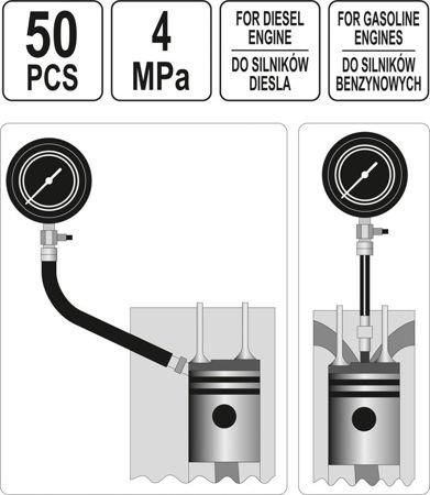 Компрессометр для бензинових і дизельних двигунів 50 предметів YATO YT-73012 YT-73012 фото