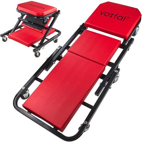 Лежак-стул подкатной для авторемонта 2 в 1 (930х420х120 мм) 130 кг Vorfal V07711 V07711 фото