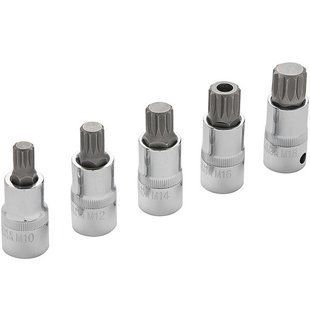 Набор бит впрессованных в головку SPLINE XZN 1/2" (М10-М18) 5 ед. в ложементе Vorfal V08068 V08068 фото