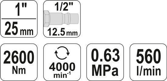 Гайковерт пневматический ударный 1" 2600 Нм YATO YT-0960 YT-0960 фото