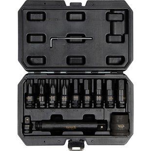 Набір ударних насадок TORX/ HEX до квадратів 1/2"/ 3/4" 12 елементів Yato YT-10655 YT-10655 фото