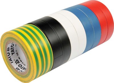 Лента изоляционная разноцветная 9 мм х 20 м (5 цветов) уп. 10 шт. Yato YT-8173 YT-8173 фото
