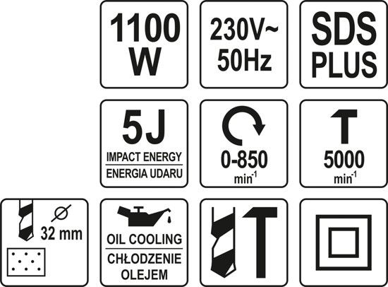 Перфоратор мережевий 1100 Вт SDS-PLUS YATO YT-82123 YT-82123 фото