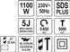 Перфоратор мережевий 1100 Вт SDS-PLUS YATO YT-82123 YT-82123 фото 5