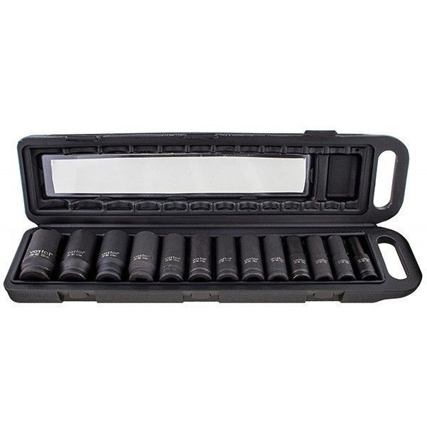 Комплект: електричний ударний гайковерт Kraft & Dele 1/2" (2100 Вт) 800 Нм (2900 об/хв) + головки Vorfal 1/2" (10-32мм) CR-MO&nbsp;(13 ед.) KD1557+V08118 KD1557+V08118 фото