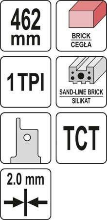 Полотно для шабельної пили по керамічній і силікатній цеглі 462 X 2 мм / 1 ЗУБ / 1 "YATO YT-33961 YT-33961 фото