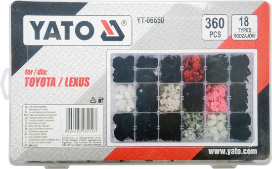 Набор автомобильного крепежа для TOYOTA/LEXUS 360 шт. YATO YT-06650 YT-06650 фото