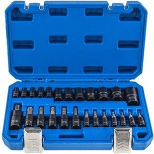 Набор торцевых головок TORX + набор бит TORX-E впресованных в головку 1/4&Prime; 3/8&Prime; 1/2&Prime; 25 эл. Vorfal V08402 V08402 фото