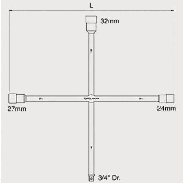 Ключ баллонный крестовый 24/27/32mm & 3/4" L700 Toptul AEAL2401 AEAL2401 фото