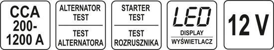 Тестер параметрів акумуляторів до 12 В з LED цифровим дисплеєм YATO YT-83113 YT-83113 фото