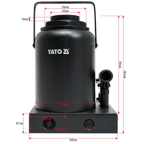 Домкрат гидравлический бутылочный 50 т 300-480 мм YATO YT-17009 YT-17009 фото
