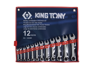 Набір укорочених комбінованих ключів (8-19мм) 12 предметів King Tony 1282MR 1282MR фото