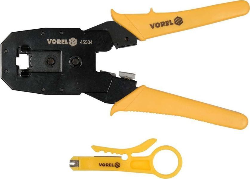 Клещи для зажима телефонных и сетевых штепселей L= 195 мм/ RJ45 RJ10 RJ11 Vorel&nbsp;45504 45504 фото