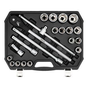 Набор торцевых головок 3/4&Prime; (16 головок 19-50 мм) с аксессуарами 21 эл. Yato YT-13351 YT-13351 фото