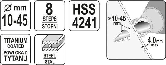 Свердло ступеневе по металу YATO YT-44742 YT-44742 фото