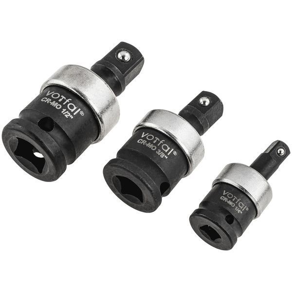 Набір ударних шарнірних карданів 1/2" / 1/4" / 3/8" Cr-Mo 3 шт. Vorfal V08036 V08036 фото