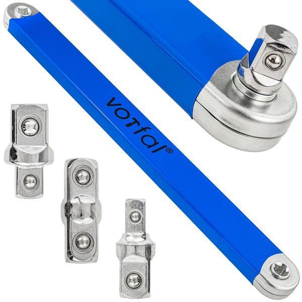Ключ перехідник подовжувач тріскачки з адаптерами 1/4" / 3/8" / 1/2" Vorfal V08139  V08139 фото