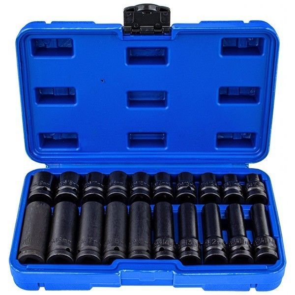 Комплект: пневмогайковерт (мини) Kraft&Dele 1/2" (850/1100 Нм) 6.3 бар (9000 об/мин) + головки Vorfal 1/2" (10-19 мм) 20 еод. (KD5463+V08117) KD5463+V08117 фото
