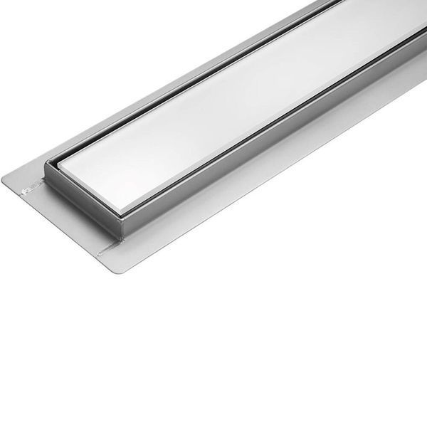 Трап напольный линейный из нержавеющей стали WET-DRY WHITE GLASS (80х 7х 2 см) сифон- 52 мм FALA 71612 71612 фото