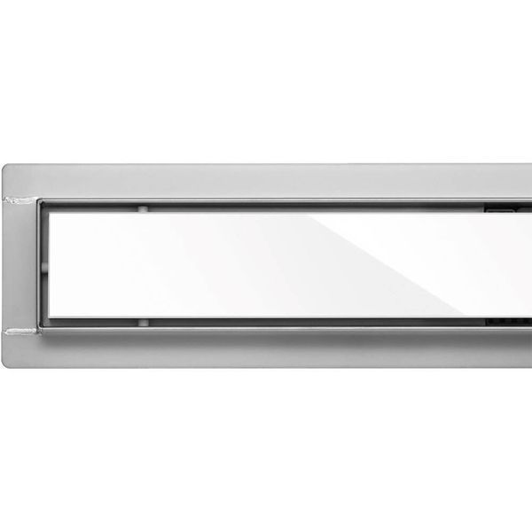 Трап напольный линейный из нержавеющей стали WET-DRY WHITE GLASS (80х 7х 2 см) сифон- 52 мм FALA 71612 71612 фото