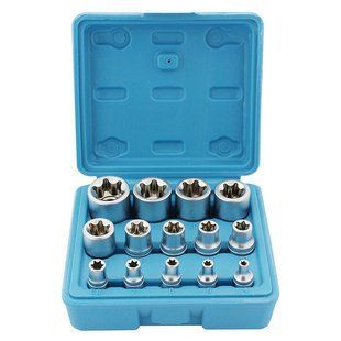 Набор торцевых головок CrV (1/2"/ 3/8" /1/4") E-TORX 14 ед. Vorfal V08060 V08060 фото