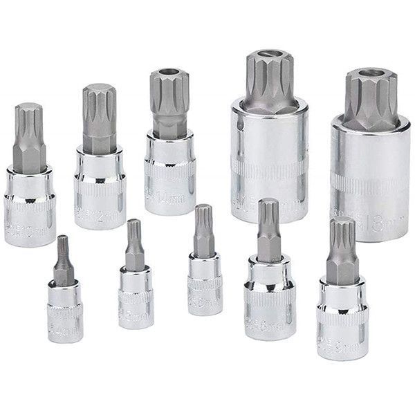 Набор бит впрессованных в головку SPLINE М4-М18 (1/2"/1/4"/3/8") 10 ед. Vorfal V08055 V08055 фото