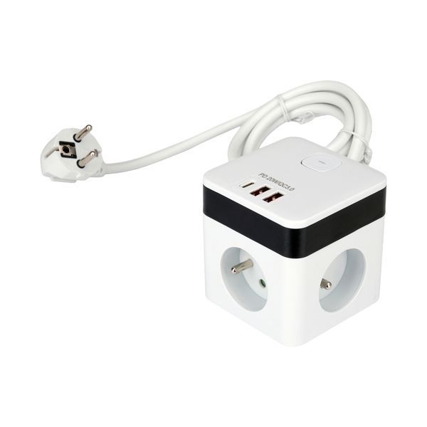 Подовжувач мережевий 16А на 3 розетки та 3 USB-порти з вимикачем і заземленням (кабель 3&times;1 мм&sup2;/ 1.5 м) Sthor 72480 72480 фото