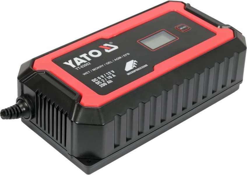 Зарядний мережевий прилад з LCD дисплеєм 230В до акумуляторів 6V-2А 12V-10А Yato YT-83002 YT-83002 фото