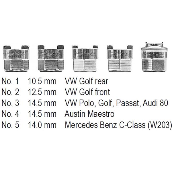 Насадки для амортизаторов 5 шт YATO YT-0621 YT-0621 фото